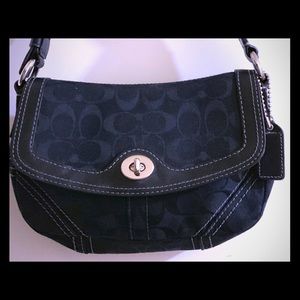 COACH BLACK PURSE WITH BRAIDED HANDLE